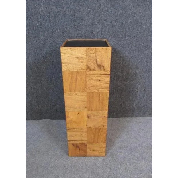 Vintage Baughman Style Patchwork Wooden Pedestal For Sale - Image 9 of 12