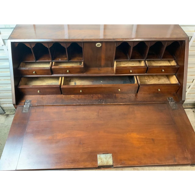 Brown Cherry Chippendale Slant Front Desk For Sale - Image 8 of 11