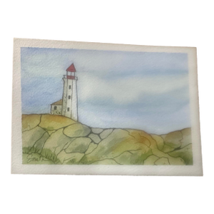 “Coastal Beacon” Signed Original Watercolor Seascape by Nancy Smith