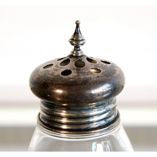 American Antique Etched Glass & Sterling Silver Grated Cheese Shaker For Sale - Image 3 of 8