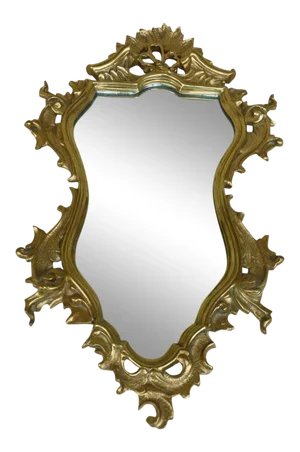 Turn of the Century Bronze Wall Mirror With Scrolled Cartouches
