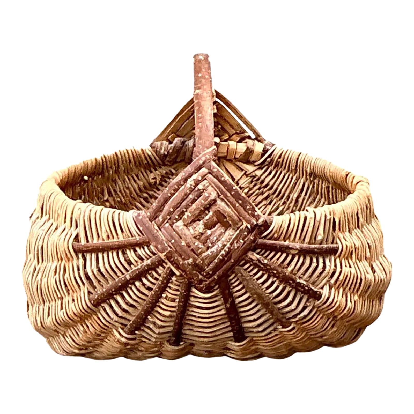 Vintage Handcrafted Shaker Rattan Basket | Chairish