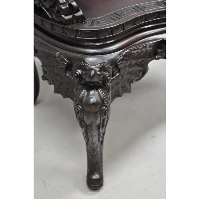 Wood Antique Japanese Dragon Carved Wood Export Oriental Palace Lounge Arm Chair For Sale - Image 7 of 18