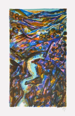 1970 Jeanne Cleis River Lithograph