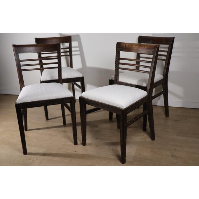 Modernist Chairs in Oak and Bouclé Fabric, 1940s, Set of 4 For Sale - Image 18 of 18