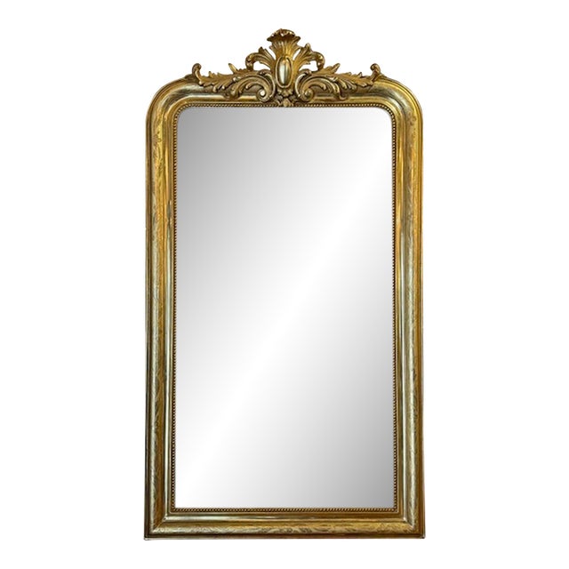 19th Century Louis Philippe Gold Gilt Mirror With Crest For Sale