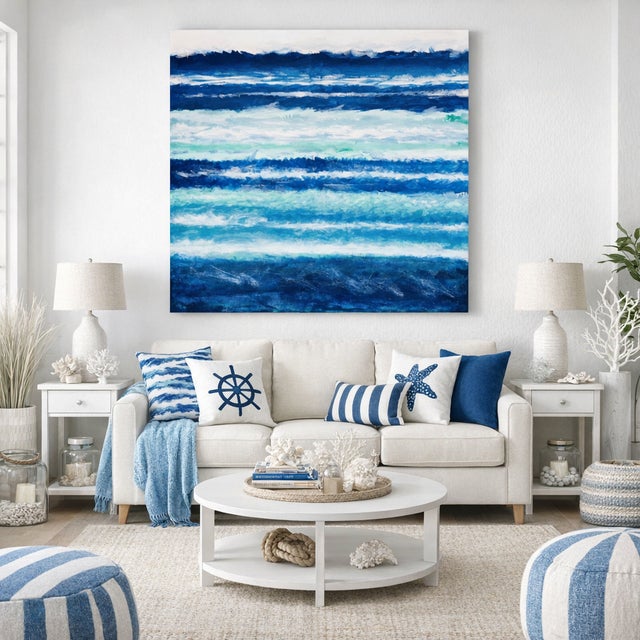 "Waves" Abstract Expressionist Acrylic on Canvas Painting by Shabs Beigh For Sale - Image 4 of 4