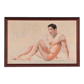 Vintage Painting of an Asian Man, Circa 1980 For Sale