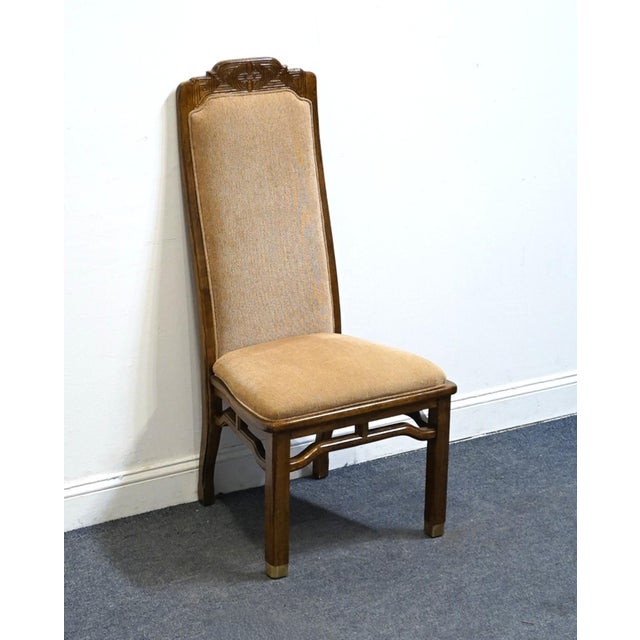 BERNHARDT FURNITURE Solid Walnut Asian Chinoiserie Style Dining Side Chair 46" High 24" Wide 24" Deep Seat: 18.5" High We...