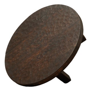 Hand-Hammered Wood Coffee Table, 1970s For Sale