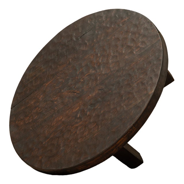 Hand-Hammered Wood Coffee Table, 1970s For Sale