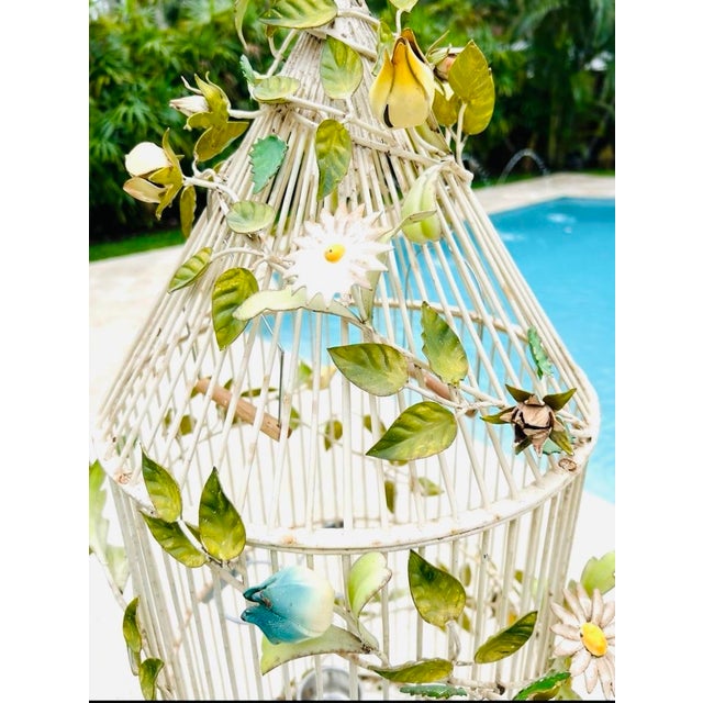 Mid 20th Century Vintage Italian Large Tole Birdcage For Sale - Image 5 of 8