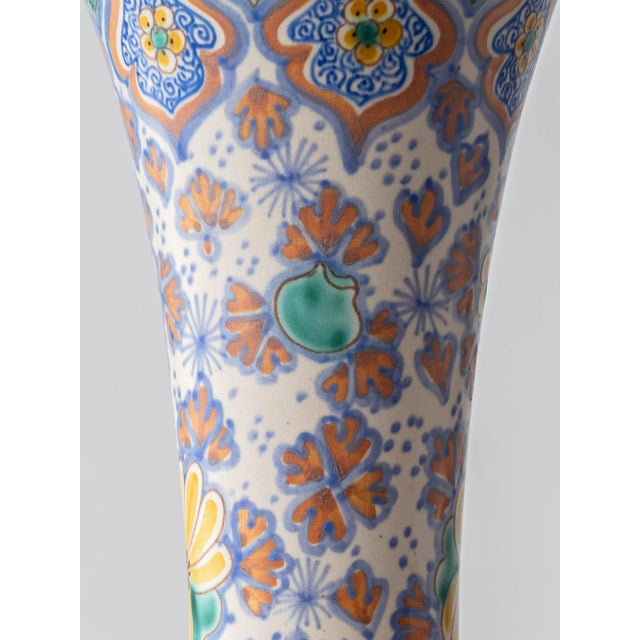 1918 Dutch Hand-Painted Floral Ceramic Table Lamps, Set of 2 For Sale - Image 10 of 16