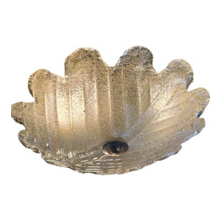 Mid 20th Century Mid-Century Modern Italian Murano Gold "Rugiadoso" Art Glass Semi Flush Mount Ceiling Light For Sale