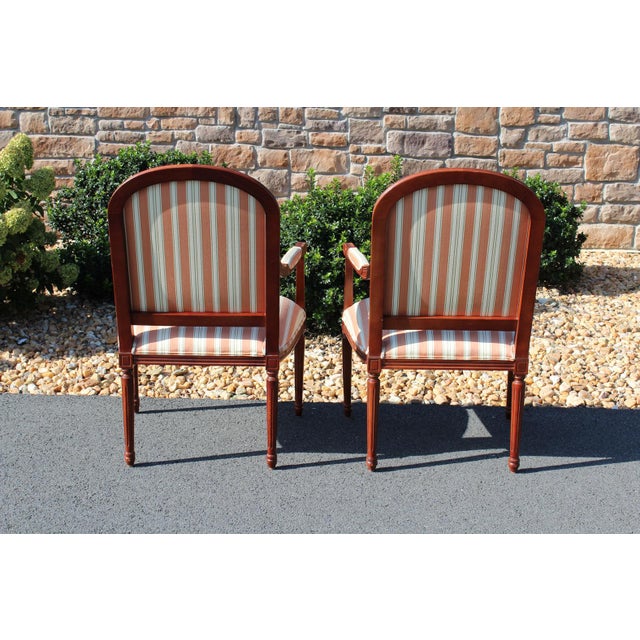 2000 - 2009 Ethan Allen Louis XVI Style Armchairs With Silk Upholstery—A Pair For Sale - Image 5 of 18