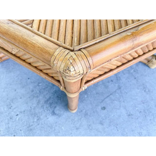 Brown Jordan 1990s Palm Beach Regency Brown Jordan Pencil Reed Rattan Coffee Table For Sale - Image 4 of 5