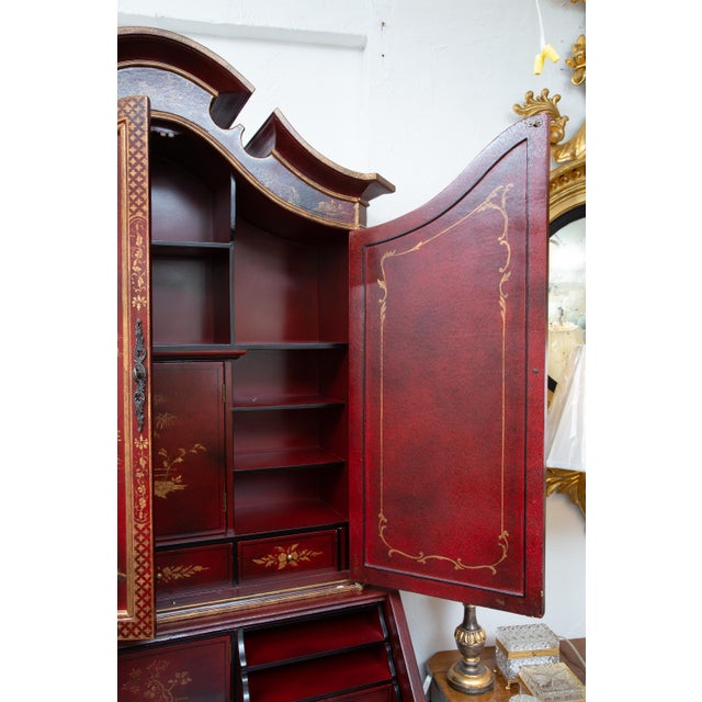 Mid 20th Century Red Japanned Bureau Bookcase For Sale In West Palm - Image 6 of 10