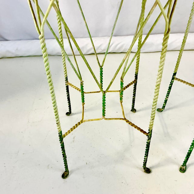 1970s 1970s Vintage Boho Chic Italian Ice Cream Cafe Indoor Outdoor Bar Stools Convertible Drinks Tables - A Pair For Sale - Image 5 of 18