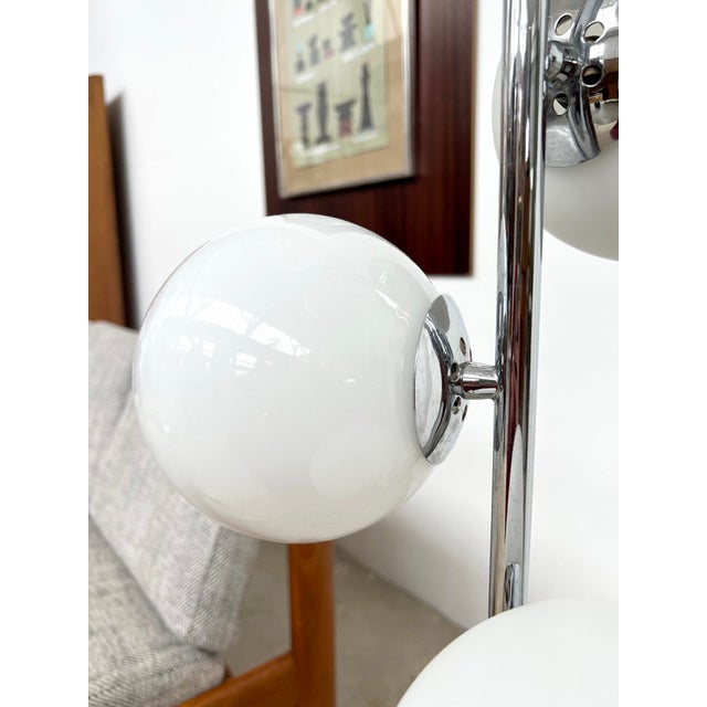Vintage Space Age Chrome Floor Lamp with Glass Globes, 1970s For Sale - Image 9 of 13