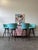 1960s Vintage Pink Vinyl Bar & 4 Aqua Barstools Set For Sale - Image 5 of 18