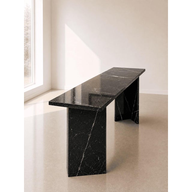 1980s Console Table in Black Marquinia Marble, 1980s For Sale - Image 5 of 6
