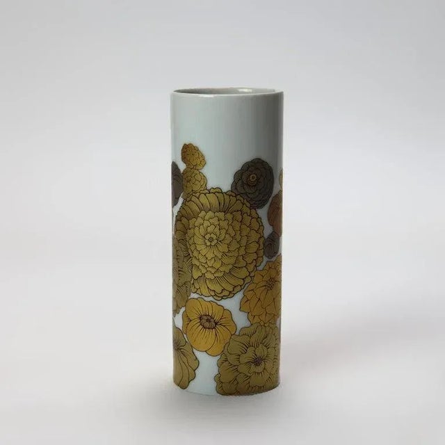 Antique German Rosenthal Hand Painted Gilt Floral Porcelain Vase Signed C1930 Measures - (6 1/4" x 2 1/4" x 2 1/4"). This...