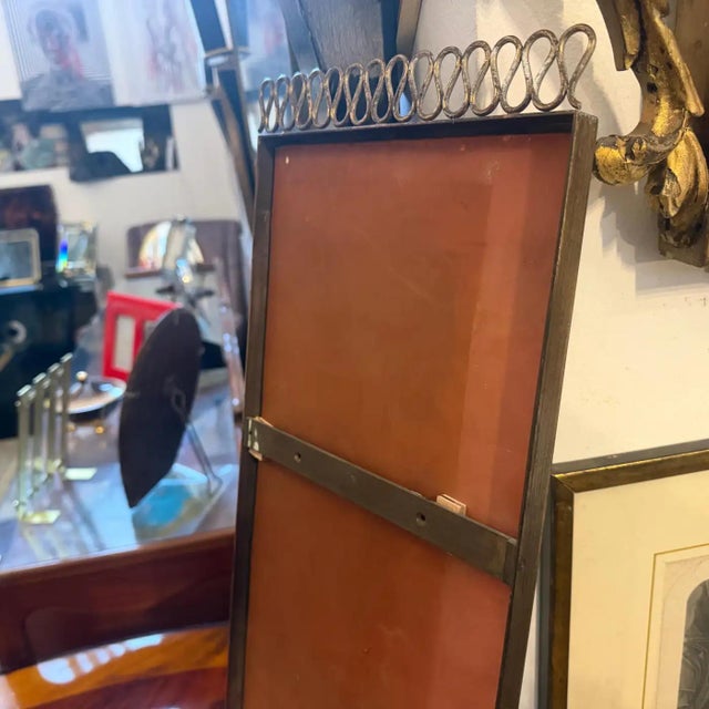 1950s 1950s Gio Ponti Style Mid-Century Modern Brass Rectangular Wall Mirror For Sale - Image 5 of 13