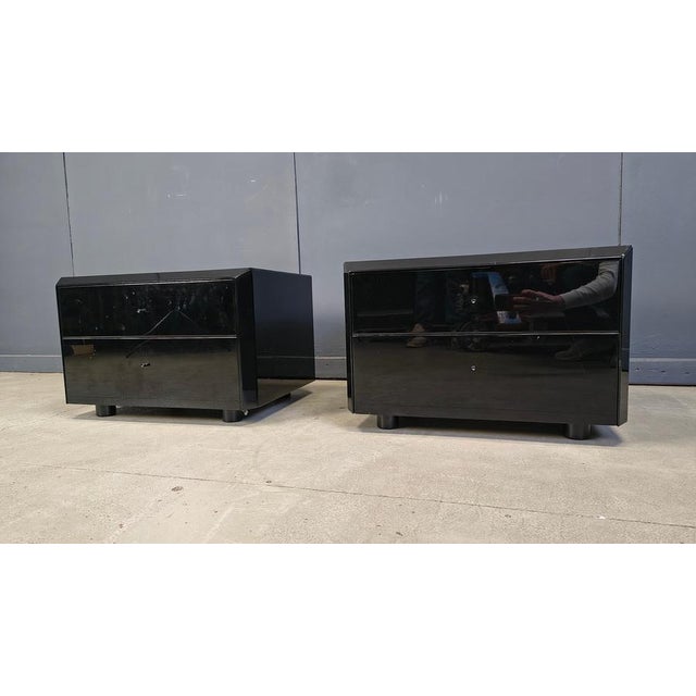 Black Bedside Cabinets by Interluke, 1970s, Set of 2 For Sale - Image 8 of 11