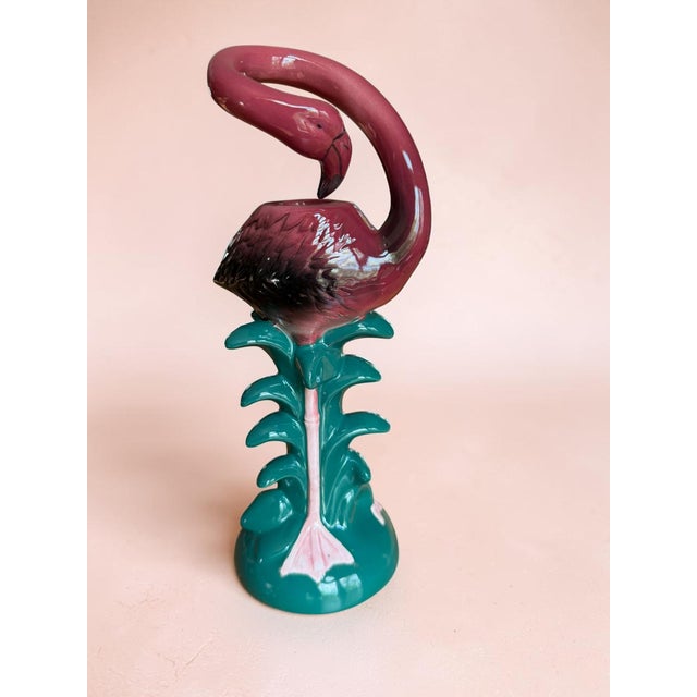 1980s Pink Flamingo Candlestick Holder For Sale - Image 4 of 9