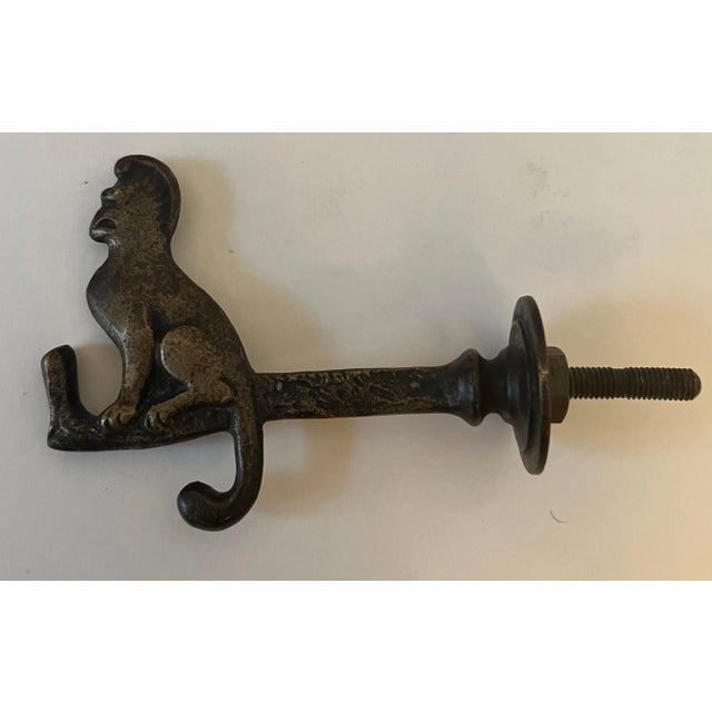 Victorian Solid Brass Door Coat Hook with Monkey For Sale - Image 3 of 7