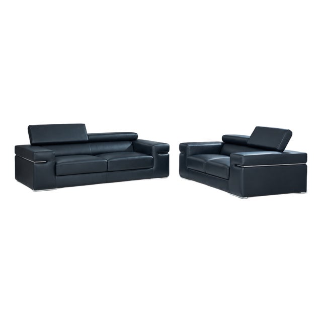 Casa Milano Soho Black 2-Piece Leather Match Living Room Set For Sale