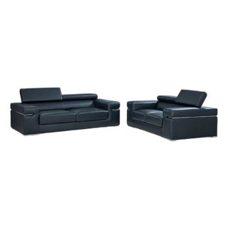 Soho Black 2-Piece Leather Match Living Room Set For Sale