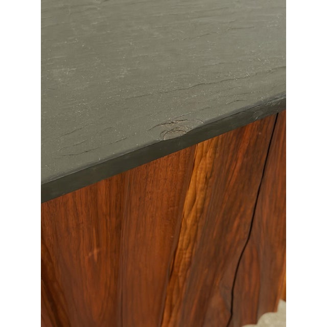 Gino Russo Carved Wood & Slate Floating Credenza For Sale - Image 11 of 12