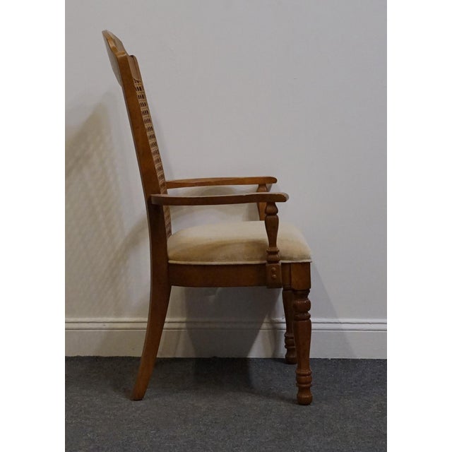 Singer Furniture Solid Golden Oak Mediterranean Cane Back Dining Arm Chair 505-07 For Sale - Image 4 of 10