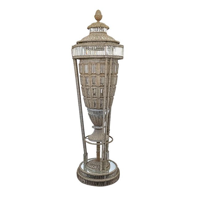 Floor lamp in the shape of a large vase, entirely handmade, with a metal structure completely covered with transparent and...