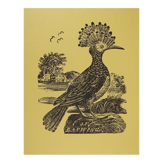1960s Jonathan Fisher Bird Woodcut on Mustard Paper For Sale