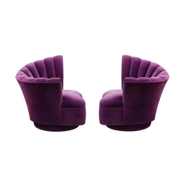 Art Deco Scalloped Asymmetrical Lounge Chairs, 1940s - A Pair For Sale - Image 3 of 9