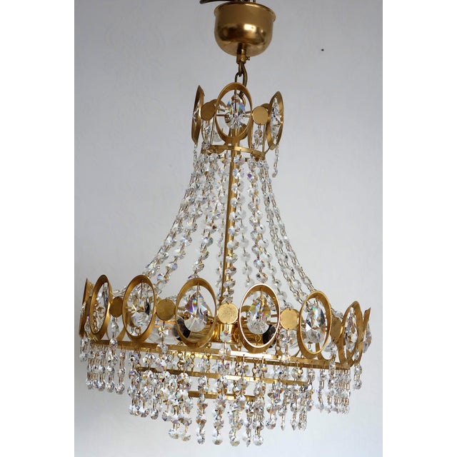 Brass and Lead Crystal 4-Light Chandelier from Weinfurtner, 1970s For Sale - Image 11 of 14