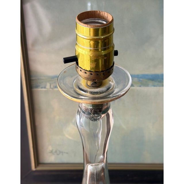 Early 20th Century Blown Glass Candlestick Lamp With Gold Gilt Base - Rewired For Sale - Image 4 of 11