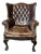 Antique English Leather Chesterfield Wingback Chair For Sale