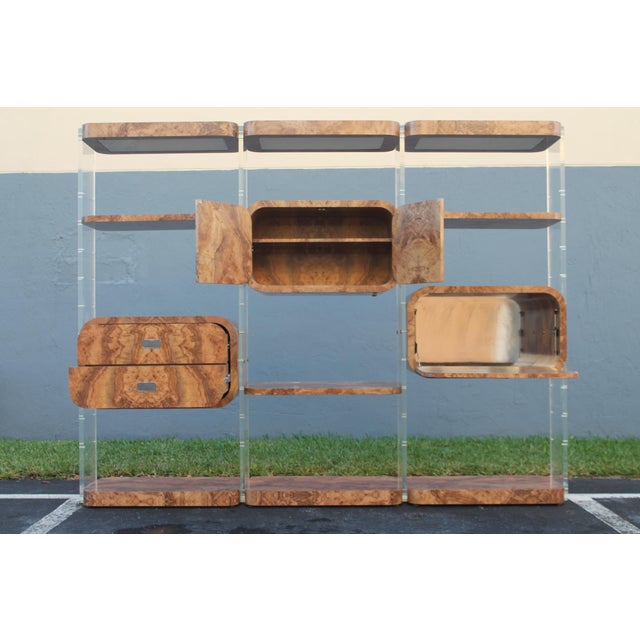 Wood 1970's Modern Lucite W/Melamine White Modular Room Divider/ Wall Unit For Sale - Image 7 of 13