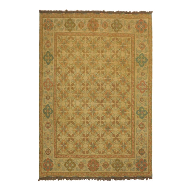 Tribal Soumak Beige/Brown Wool Rug - 7'6'' X 10'3'' For Sale