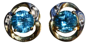 The Agrarios: Ladies Yellow Gold Topaz and Diamond Stud Earrings, 2 Pieces