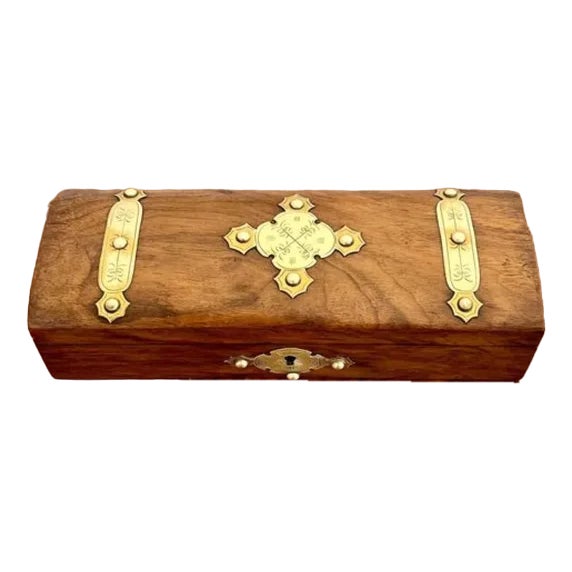Victorian Burr Walnut and Brass Mounted Glove Box, 1860s For Sale