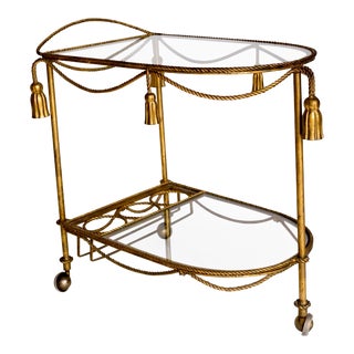 Mid-Century Italian Gilt Tassel Cart For Sale