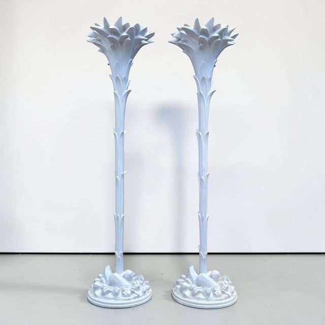 Serge Roche Style Torchere Palm Floor Lamps - a Pair For Sale In Miami - Image 6 of 11