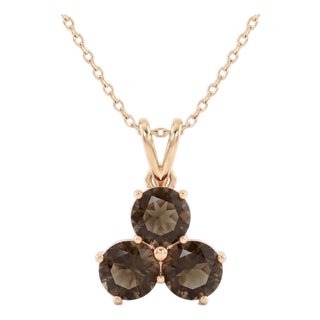 Smoky Quartz Pendant Necklace | Natural Gemstone Trio Pendant | Minimalist Statement Necklace For Sale