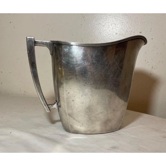 Metal Rare Vintage 1942 Njsha Culinary Exhibit Silver-Plate Trophy Pitcher Award For Sale - Image 7 of 11