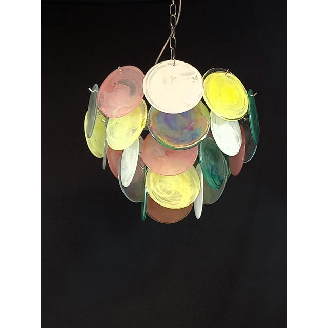 Vintage Alabaster Murano Glass Disc Chandelier, Italy, 1981 For Sale - Image 3 of 11