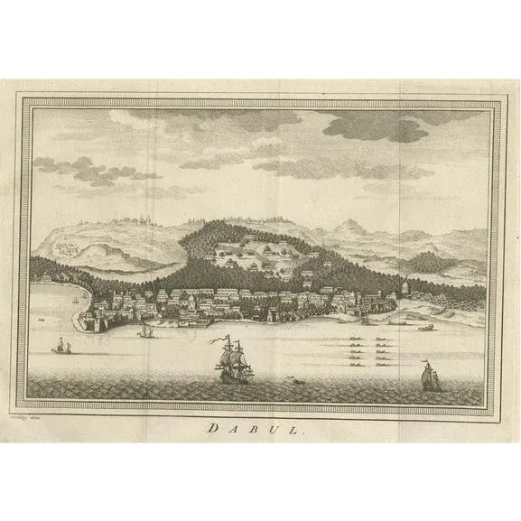 Port City Dabhol in India, 1757, Paper For Sale - Image 6 of 6